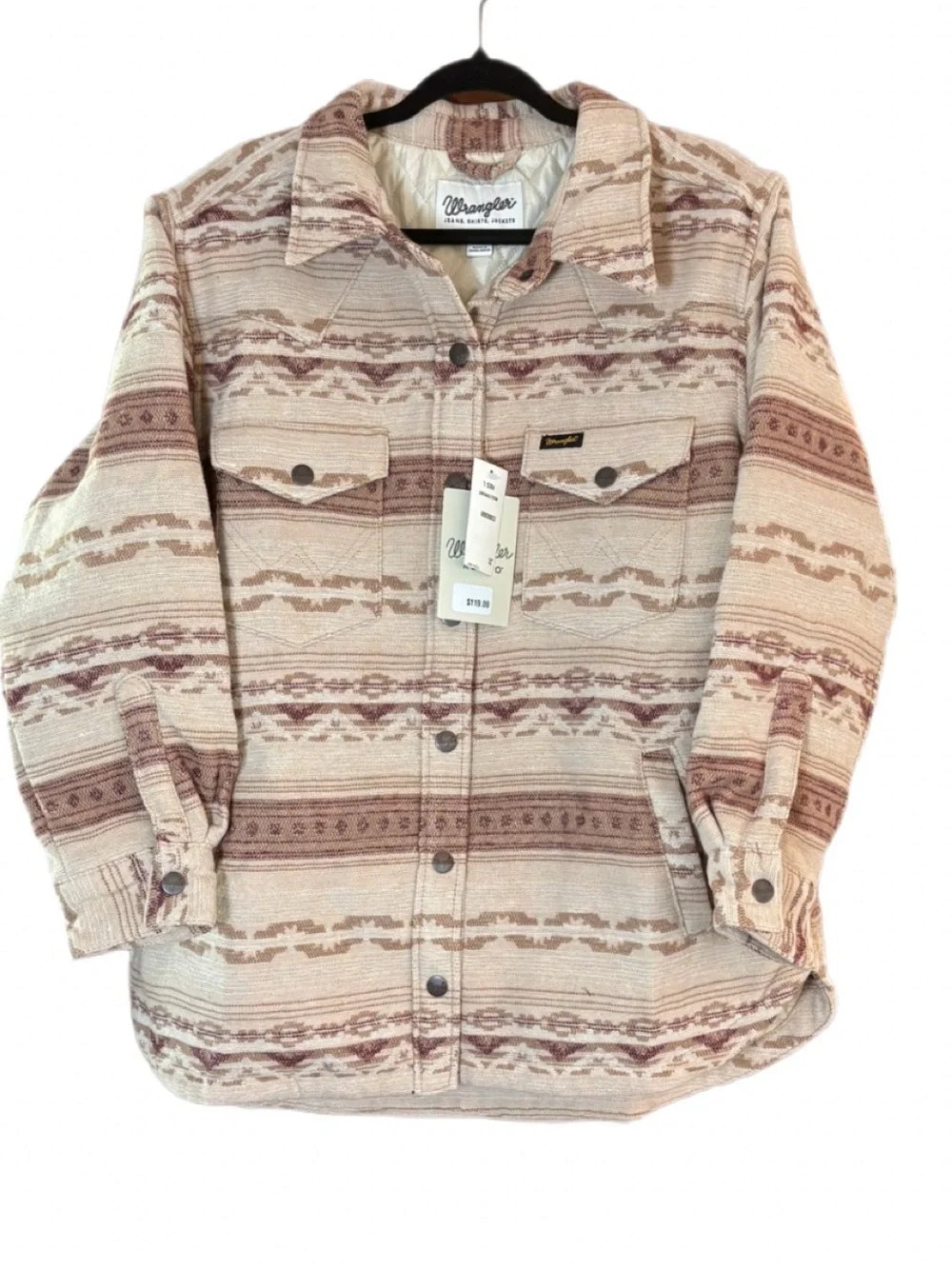 Wrangler Retro Southwestern Shacket Jacket NWT Large Quilted Lined
